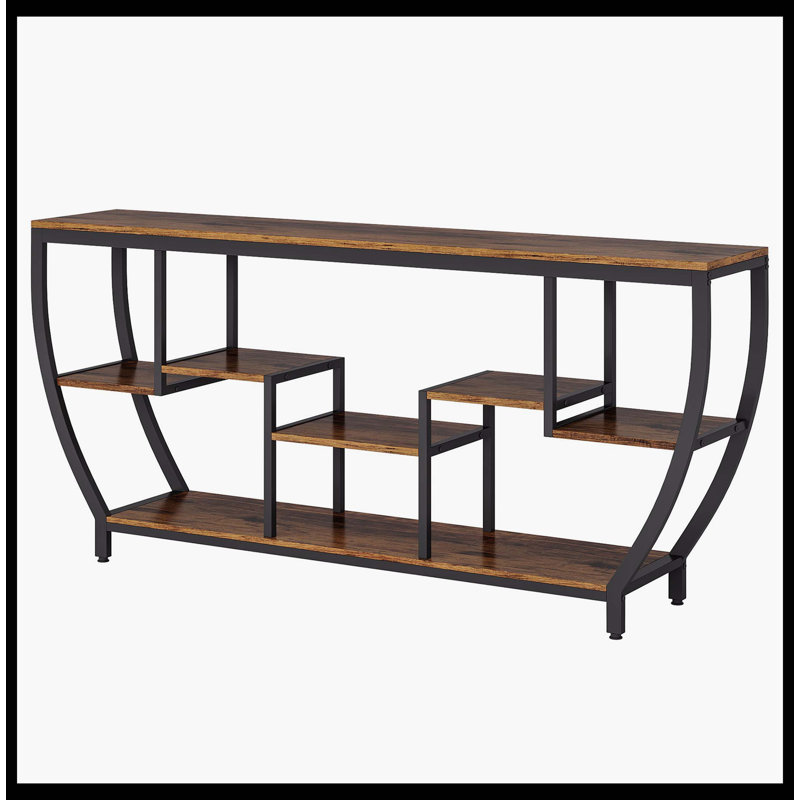 Console industrielle, canapé d'entrée 70,9 "avec tablettes, Brun rustique / noir
