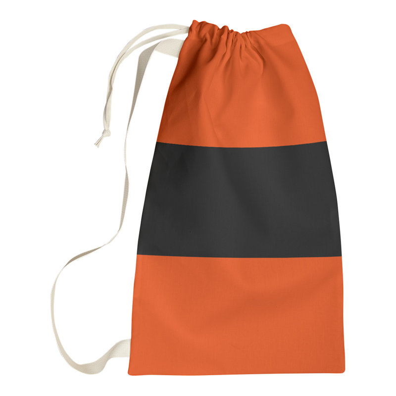 Fabric Laundry Bag with Handles, 29" H x 18" W x 1.5" D, Orange/Black/Orange