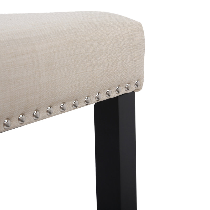 Jameson Upholstered Counter & Bar Stool (Set of 2), Counter Stool (24” Seat Height), 2, Black/Beige