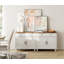 Buffet 68 po avec 4 portes et 2 tiroirs, grande table basse avec beaucoup de rangement, ensemble de 2-833299139