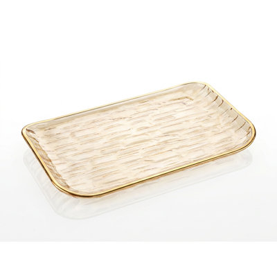 Barski Tray  Amber with Gold Rim, 9.25" L
