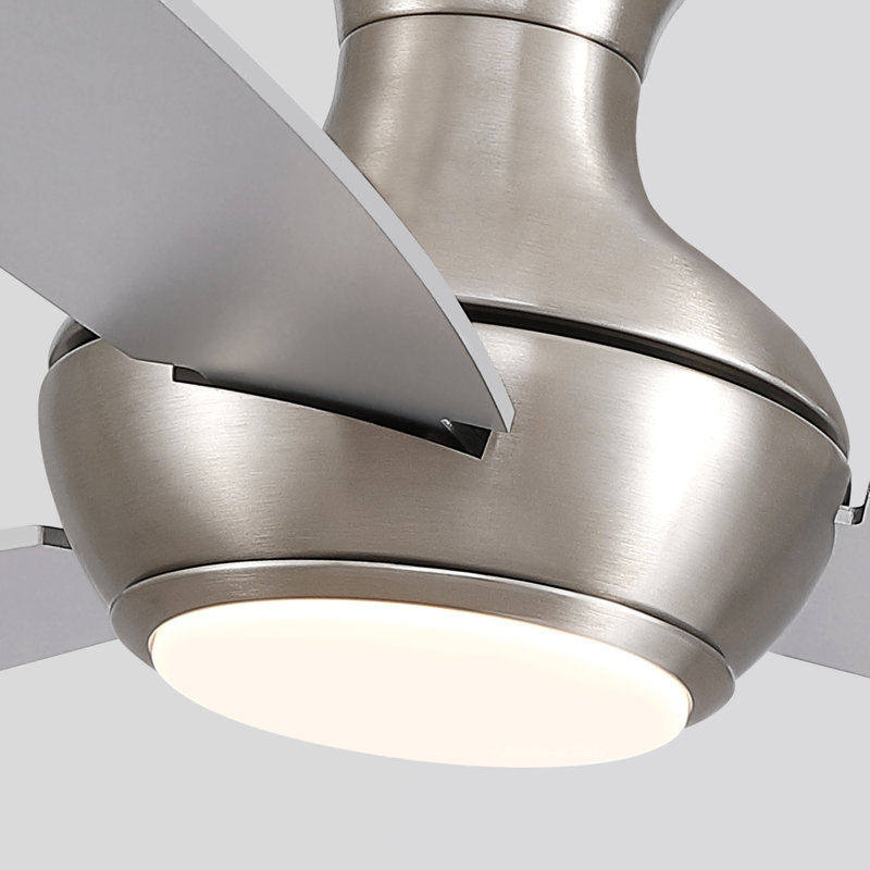 Ventilateur de plafond moderne à intensité variable de 52 po avec lumière DEL, Nickel