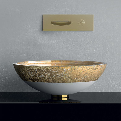 Lavabo de salle de bain circulaire blanc / or Atelier