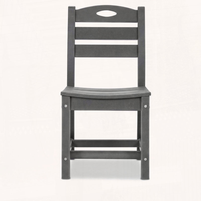 Ensemble de 2 chaises d'extérieur sans accoudoirs en PEHD avec finition grise, Grey