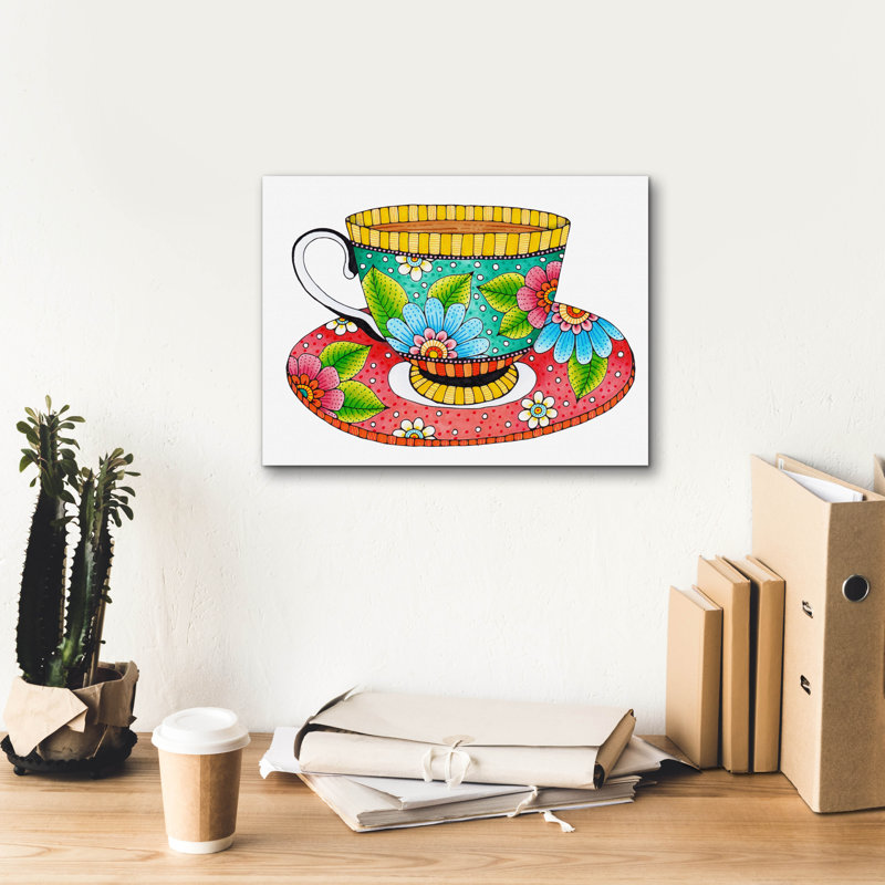 «Colored Teacup» par Hello Angel, art mural sur toile, H 12 po x l 16 po x P 0,75 po