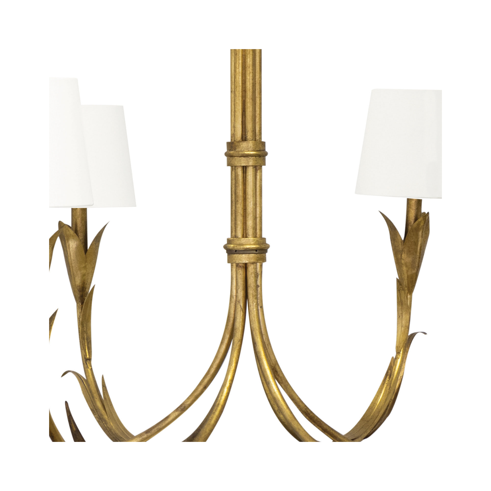 River Reed 6 - Light Dimmable Chandelier, Antique Gold Leaf