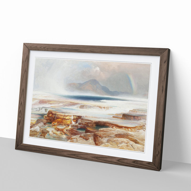 Hot Springs of the Yellowstone by Thomas Moran - Picture Frame Painting, 27cm H x 36cm W x 2cm D, Walnut Framed