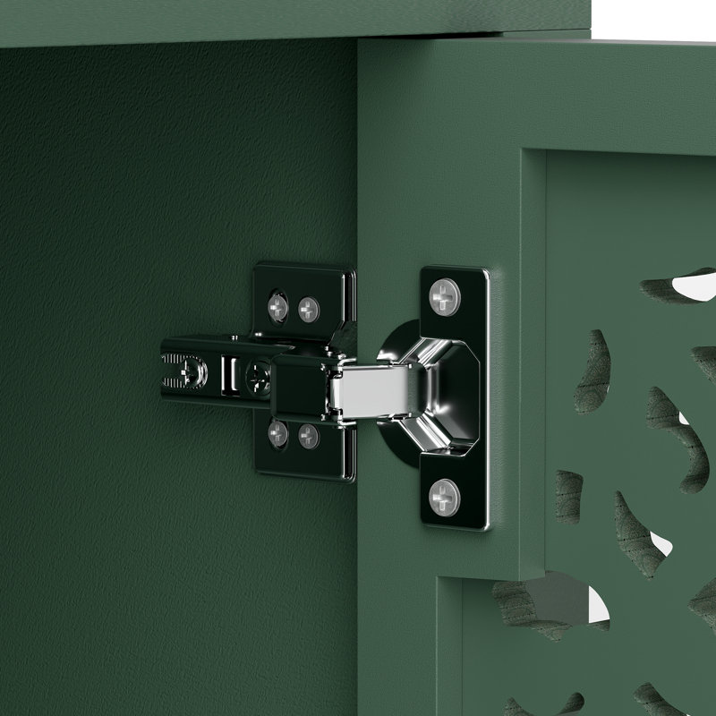 Buffet sculpté avec porte et pieds en bois massif, H 32,3 po x l 59,1 po x P 15,8 po, Vert