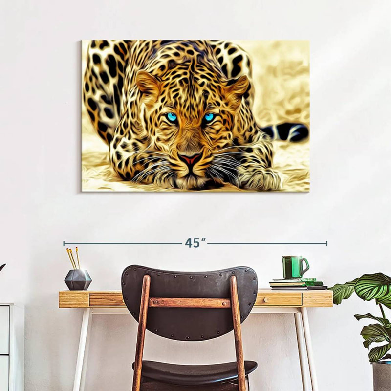 Impression sur toile «Blue Eyed Jaguar», H 26 po x l 39 po x P 1,25 po