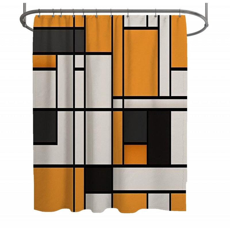 Rideau de douche Mondrian - Décoration géométrique de salle de bain, H 93 po x l 70 po
