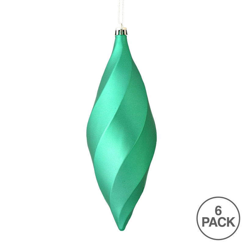8" Matte Swirl Finial Ornament, Green