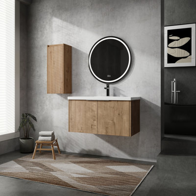 Meuble-lavabo de salle de bain avec lavabo et armoire latérale - 36 po