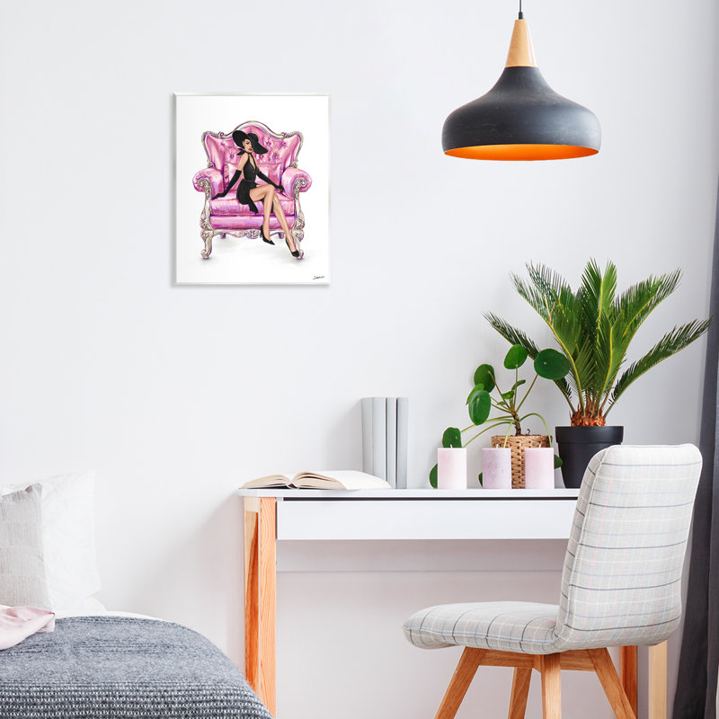 Plaque murale élégante femme sur chaise, design par Ziwei Li
