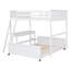 Full Over Full Bunk Bed with Desk, White, 79.5"L x 57.2"W x 68.3"H, Solid Wood+MDF, 2 Pieces