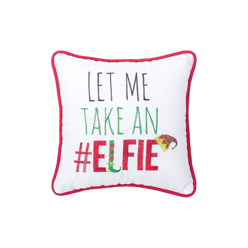 Let's Me Take An Embroidered Pillow Holiday Winter Gift Present Embroidered Saying Christmas Decor Decoration Petite Size Accent Pillow