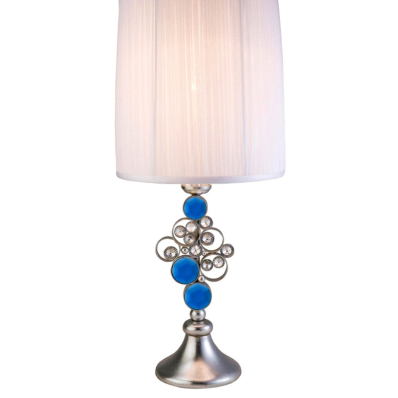 Lampe de table 28 "en polyrésine haute" Just Dazzle "avec finition argentée et abat-jour blanc