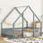 WoodNest House-Shaped Floor Bed with Guardrails-115684340-115684341