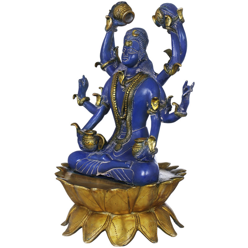 Figurine Ashtabhujadhari, Bleu / or
