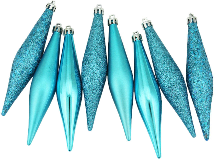 6" Shatterproof Finial Ornament, Turquoise Blue
