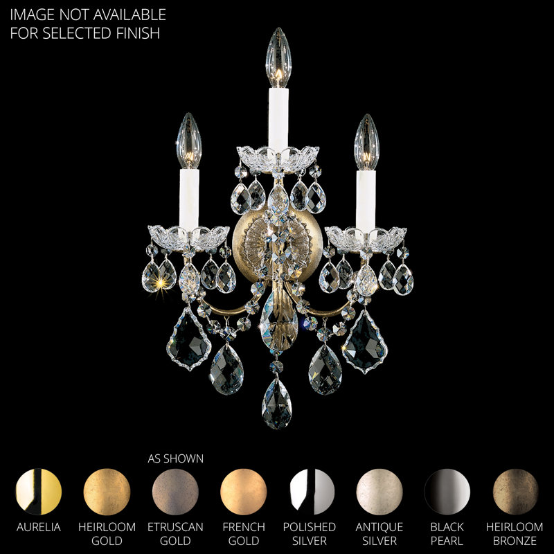 New Orleans 3 Light Wall Sconce in Black Pearl with Clear Radiance Crystals, Chinese (K9), Polished Gold