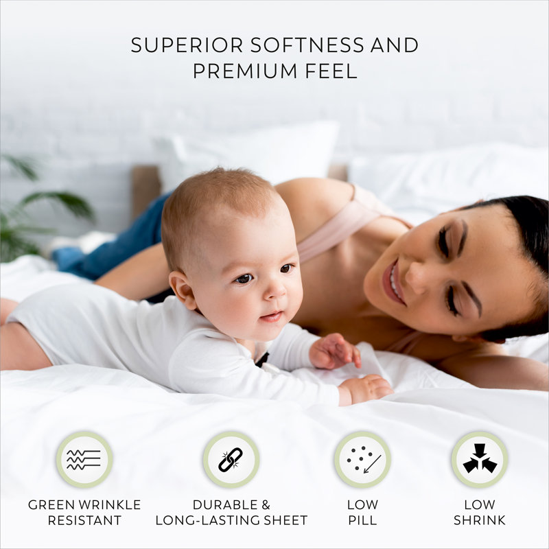 Kal 100% Cotton Sheet Set, Ivory, Queen