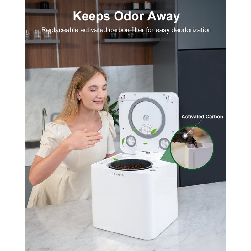 Composteur électrique pour la cuisine, bac à compost de 3,3 L, composteur intérieur sans odeur, filtre à charbon sans odeur, composteur de cuisine, transforme les déchets en engrais sec, bac à compost facile à utiliser