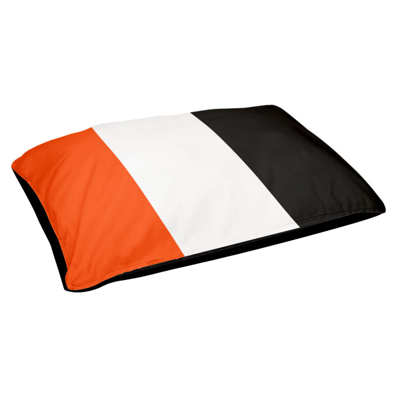 Coussin pour chien hockey Minnesota, Moyen (H 14 po x l 40 po x P 30 po), Orange / blanc / noir