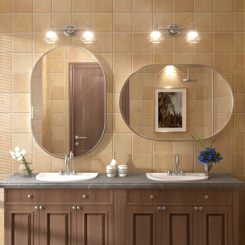 Miroir mural Amara, 36 po x 24 po, Argent brossé