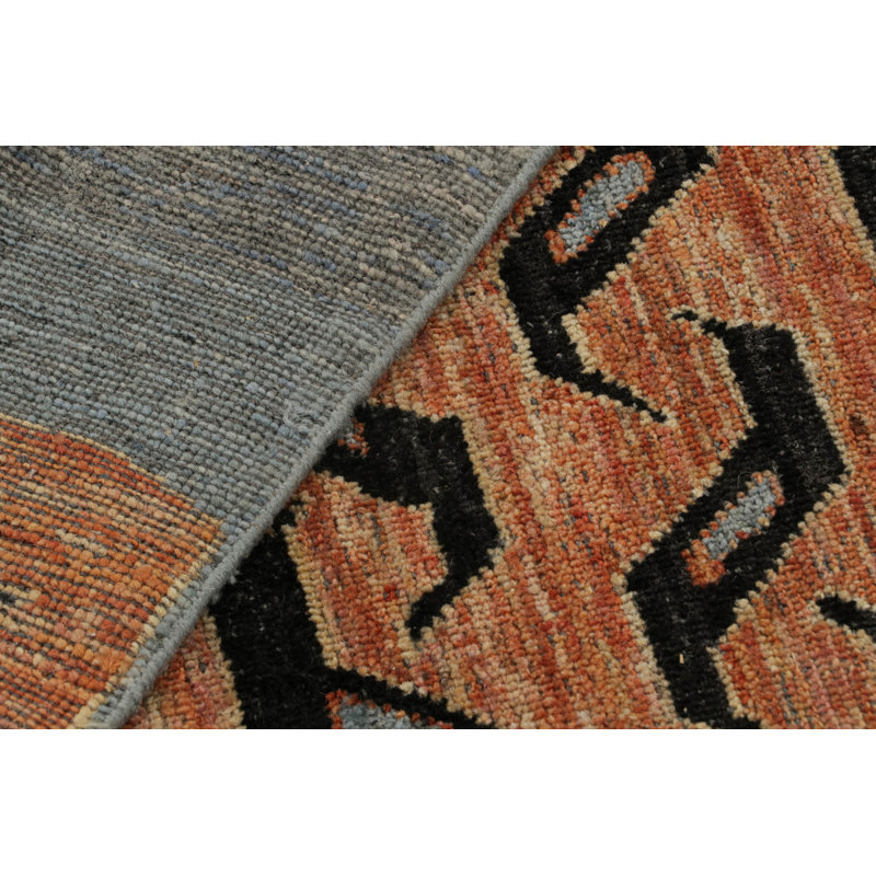 Rug & Kilim’S Pictorial Tiger-Skin Rug In Orange, Blue And Black, Runner 3' x 14'