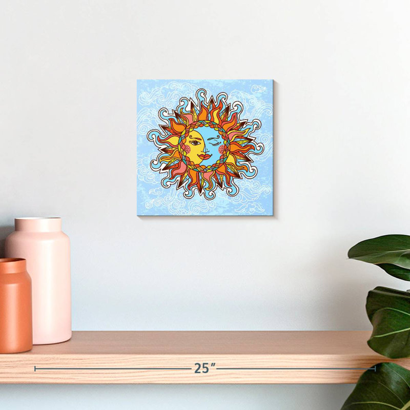 Oberle Cartoon Boho Sun And Moon, 10" H x 10" W