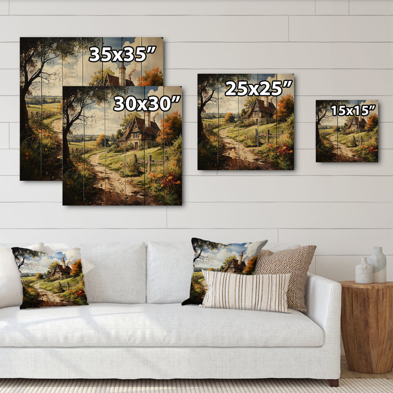 «Jamond Countryside Rustic Farmhouse Summer II», reproduction sur bois, H 15 po x l 15 po x P 0,78 po