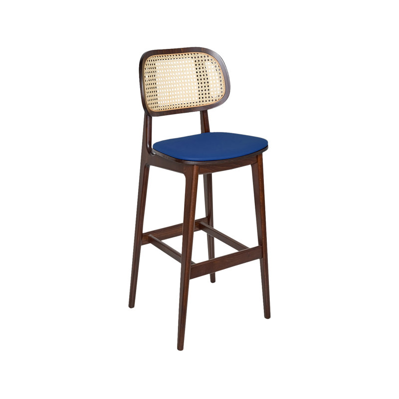 Tabouret 30 "Emma Cane, Bleu royal, Brun