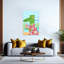 Tropical Crocodile Vacation Whimsical Abstract Palm Tree Alligator Crocodile Beach Ocean Wall Art Print by Aliya Putrus - Wrapped Canvas Print-581881606