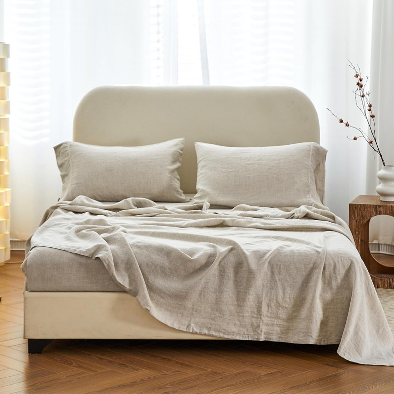 Linen Hollow Hemstitch Sheet Set, Queen Sheet Set, Linen