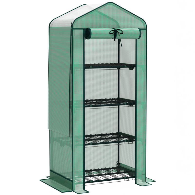Mini Greenhouse with Screen Roof, Portable Small Greenhouse, Green, Green