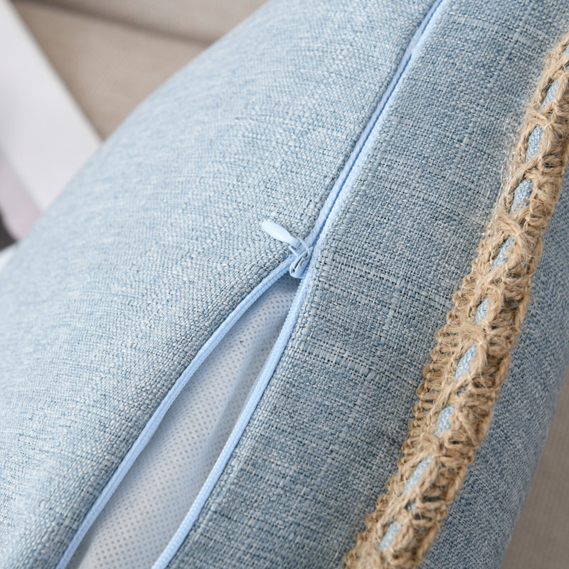NordECO HOME Farmhouse Trimmed Burlap Linen Polyester Pillow Cover (Set of 2)