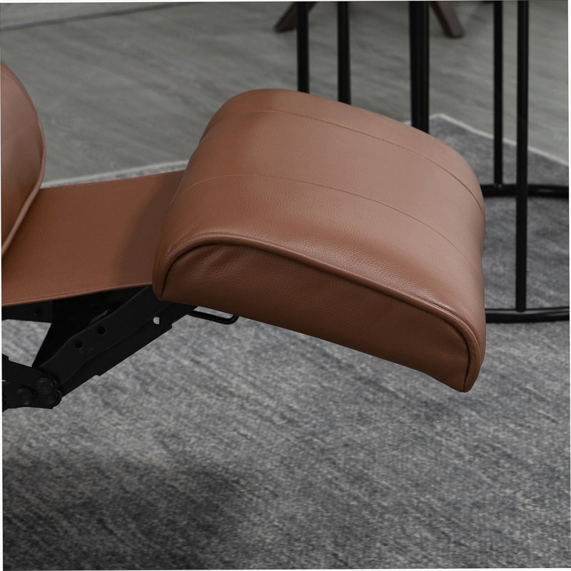 Fauteuil inclinable manuel en similicuir, Brun