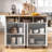 55.5" Fluted Kitchen Island with 2 Drop Leaf, Kitchen Storage Cart with Power Outlet, 4 Doors, Spice rack, Rolling Island Table with Wood-grain Top, Curved Edge for Kitchen, Dining Room,White-1274085310