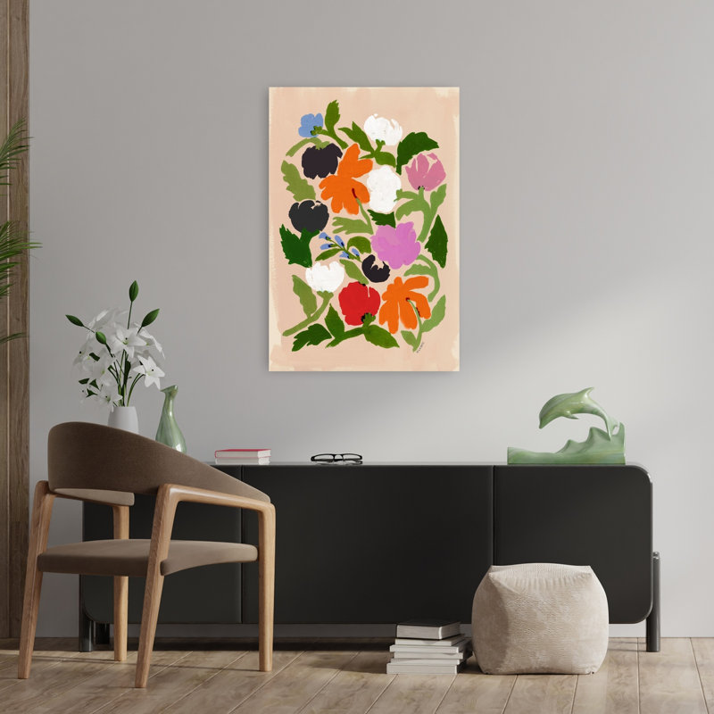 Art contemporain abstrait coloré, fleur moderne, art naturel, H 36 po x l 24 po