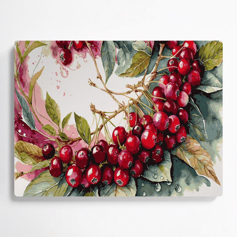 Fruit, canneberge, art mural en métal beige, H 11 po x l 14 po