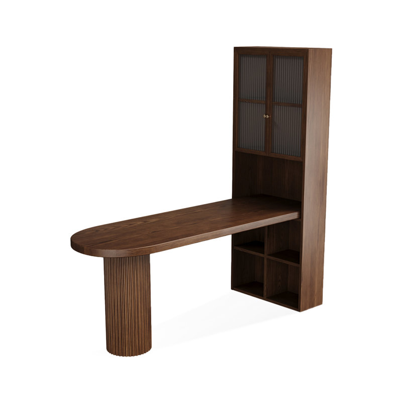 Bureau en bois massif noyer courbé, H 70,87 po x l 62,99 po x P 25,2 po, Retour à droite