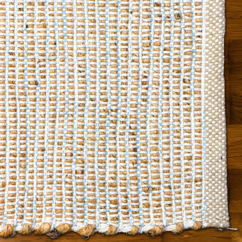 Aleksei Jute Area Rug, Rectangle 6' x 9', Coastal Blue