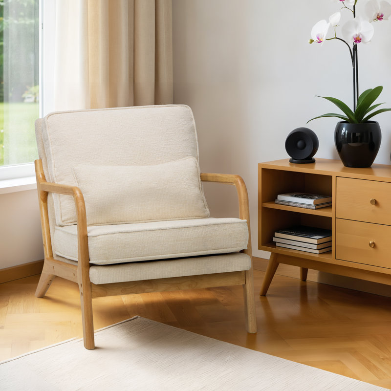 Upholstered Accent Chair, Beige