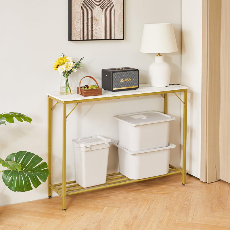 Addylynn 107cm Console Table, Gold, White