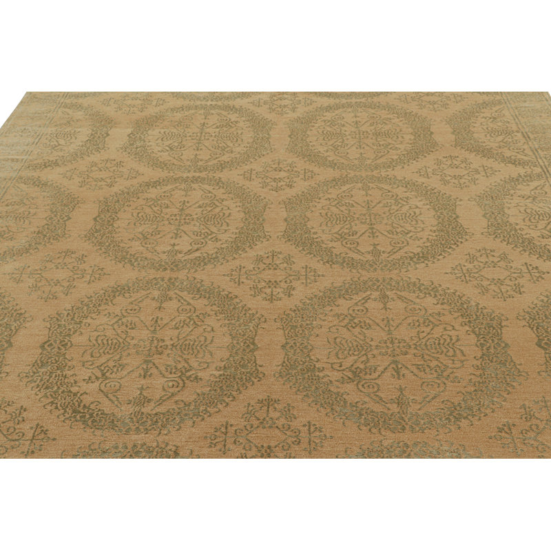 Rug & Kilim’S European Style Rug In Gold With Floral Medallions “Catana”