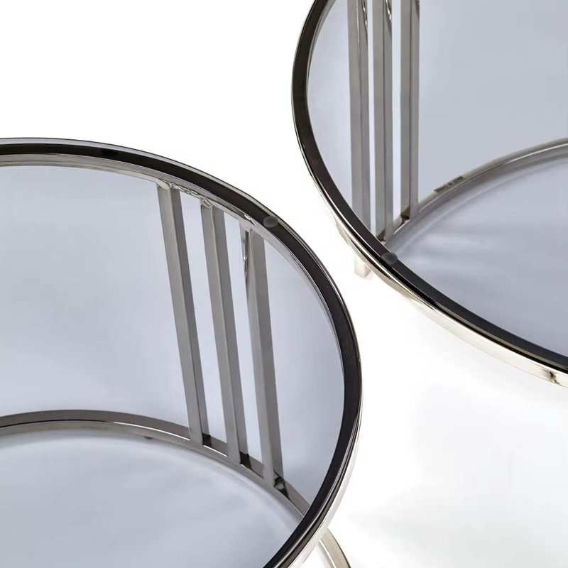 Luna Chrome Nesting Coffee Table Set, Silver