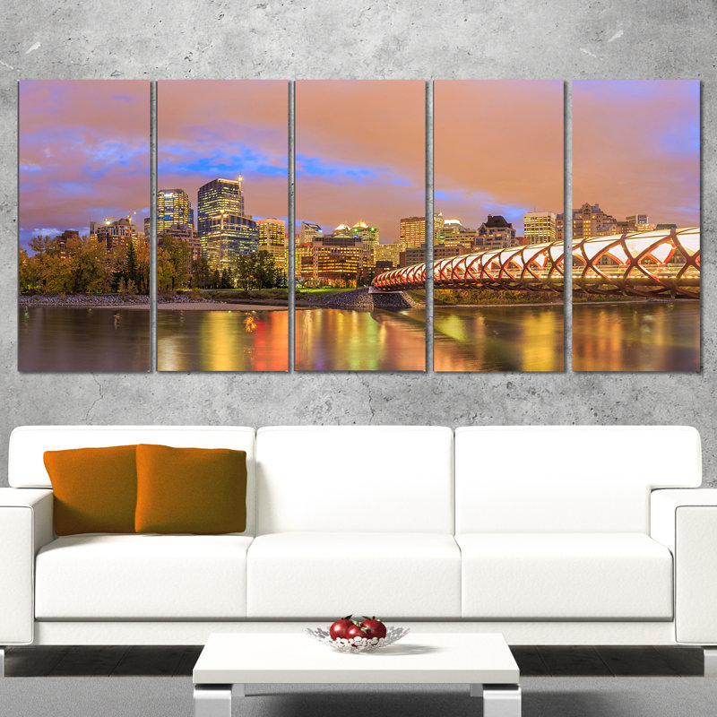 Calgary at Night, ensemble de 5 toiles tendues