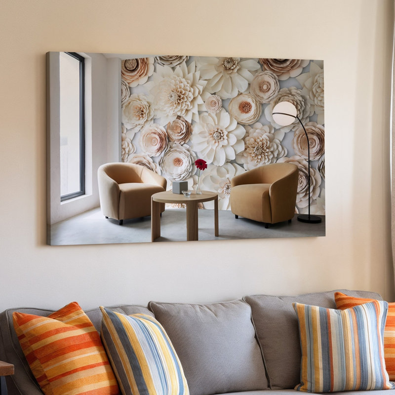 Toile, une scène intérieure moderne avec un salon confortable avec art mural, H 30 po x l 30 po