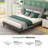 Upholstered Platform Bed Frame With Tufted Fabric Adjustable Headboard, No Box Spring Needed-106775798-106775795