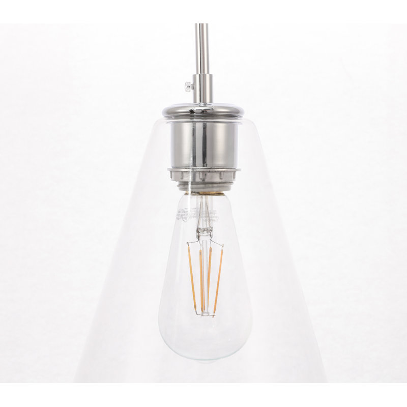 Luminaire suspendu 1 lumière Stutz, Transparent, Chrome chrome, Allongée